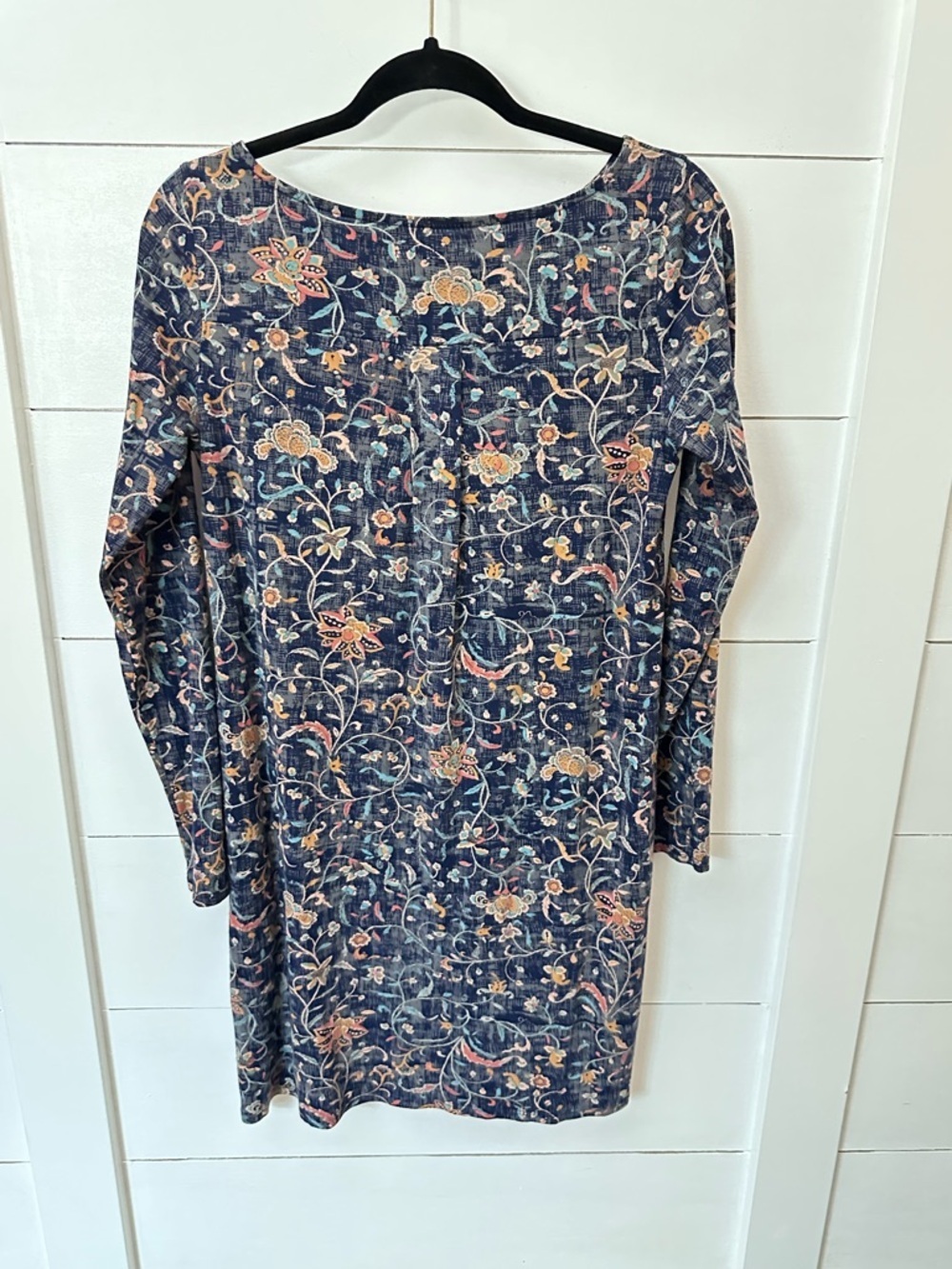 Peruvian Connection S cotton-modal modern floral long sleeve midi dress - Picture 3 of 15